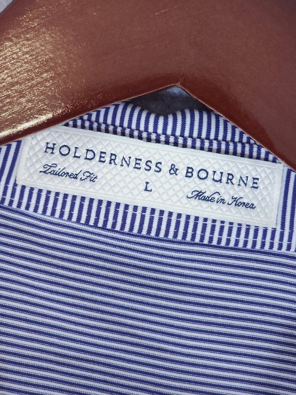 Holderness & Bourne Perkins Large Navy White Stripe Tailored Golf Polo Dodgers - Picture 9 of 11